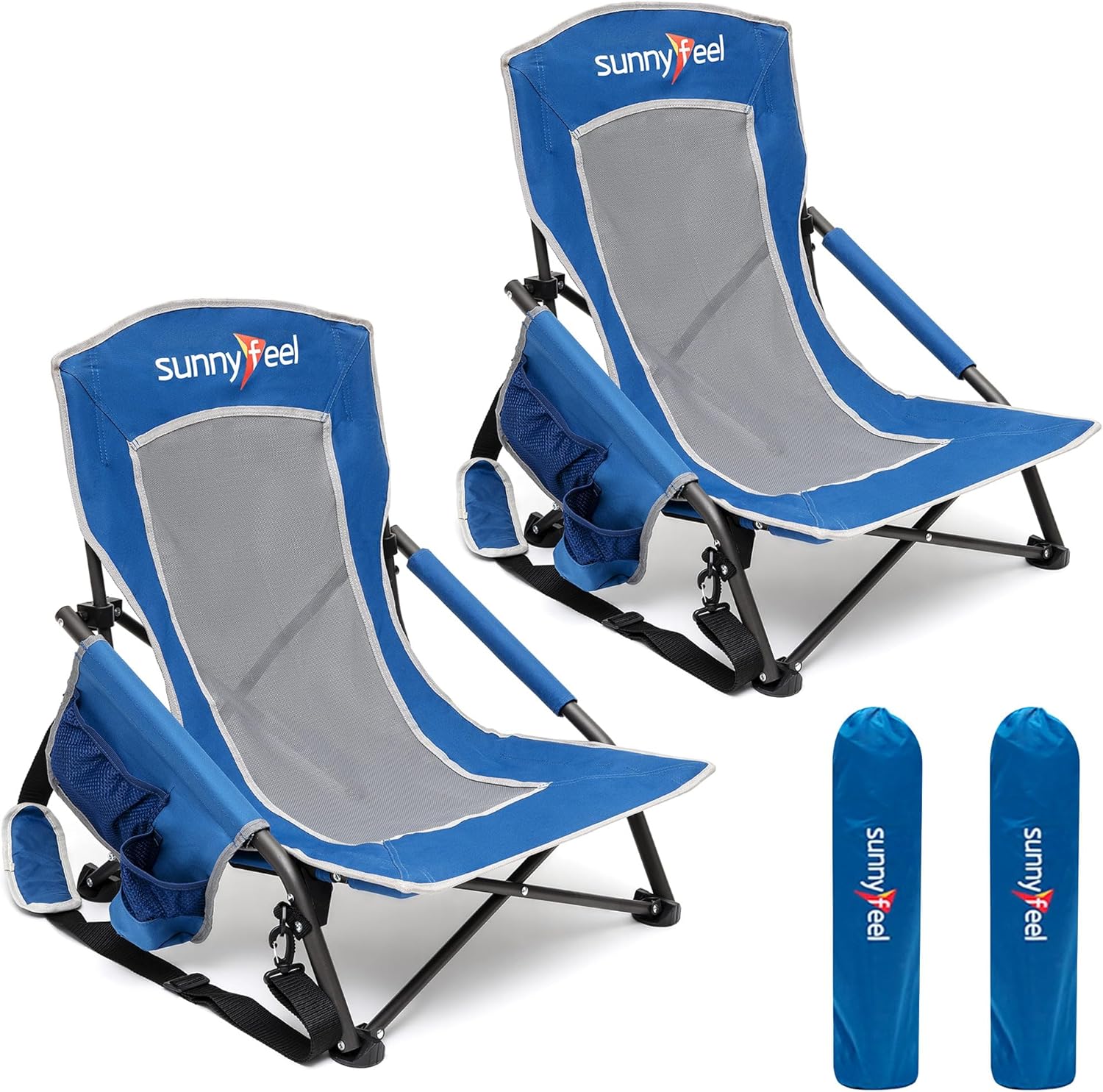 SUNNYFEEL Folding Low Camping Beach Chair for Outdoor Fun