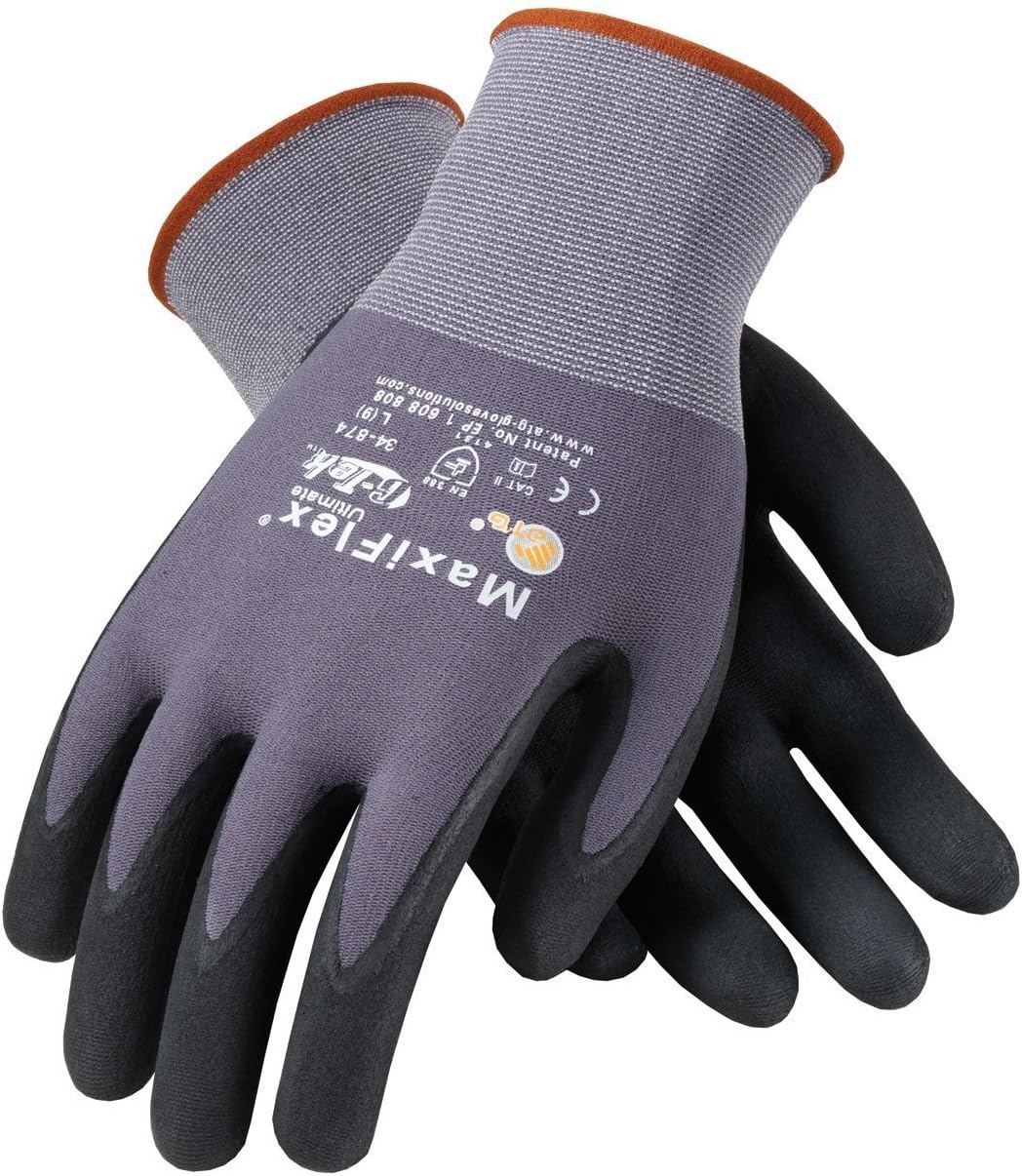 MaxiFlex Seamless Knit Nylon Gloves with Nitrile Coating for Grip