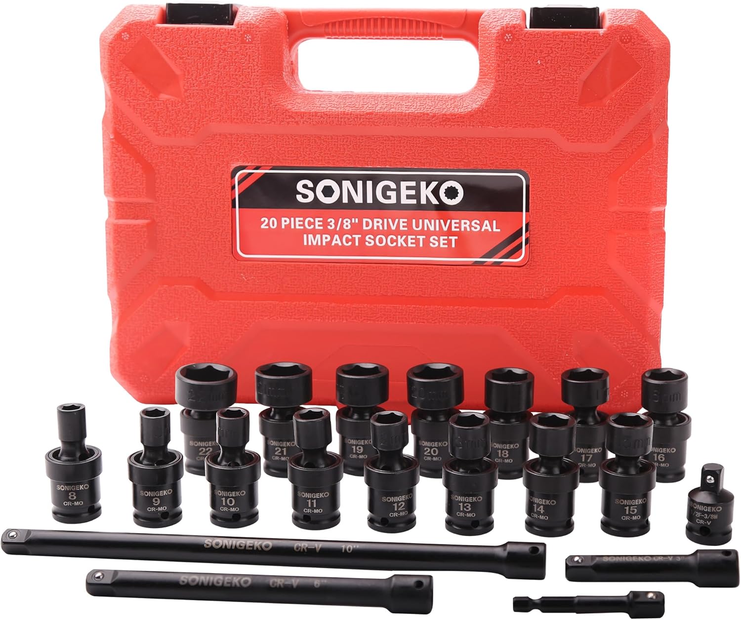 3/8 Drive Impact Swivel Socket Set - 20 Piece Metric Set