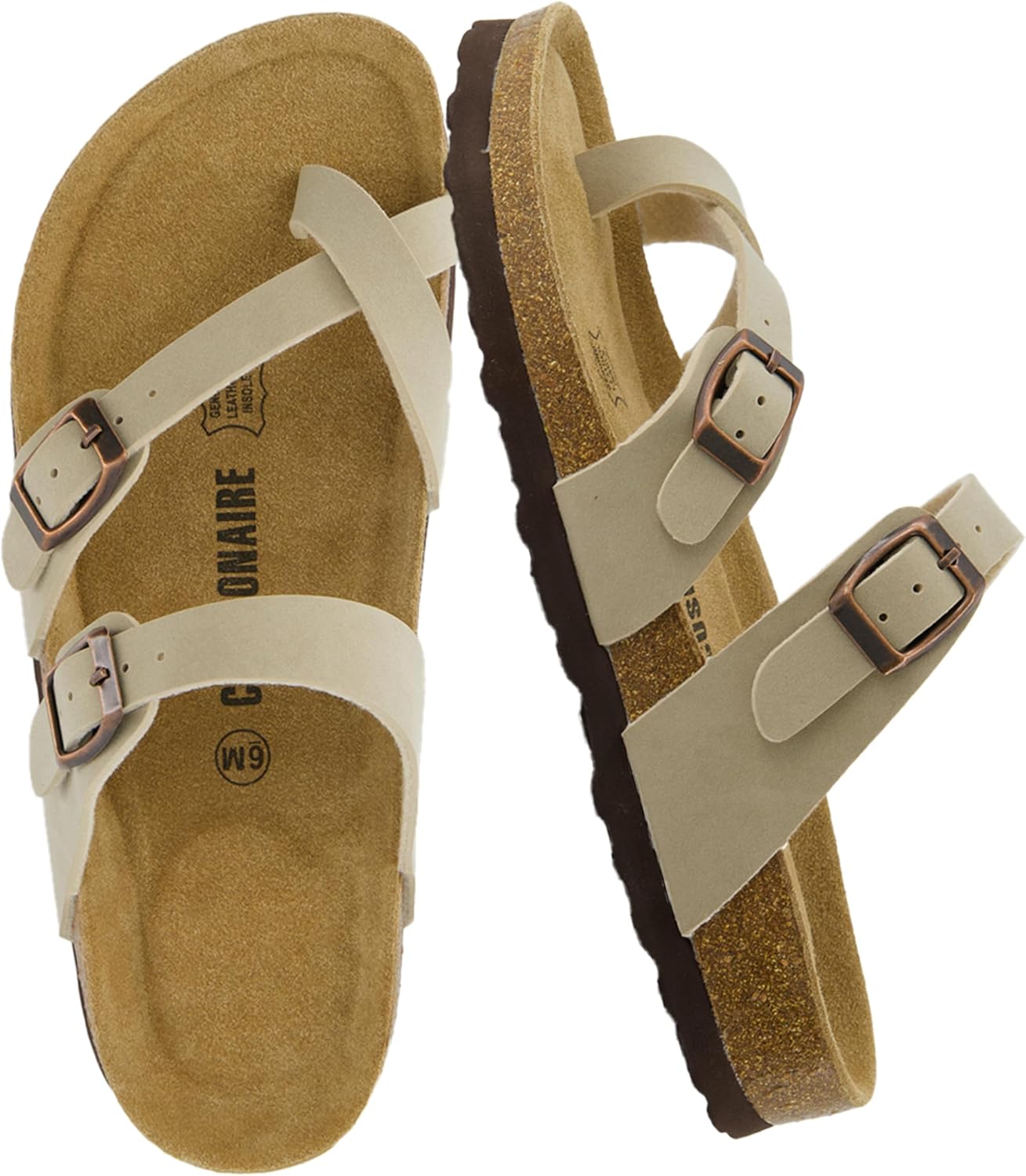 CUSHIONAIRE Women's Luna Cork Footbed Sandal for Comfort