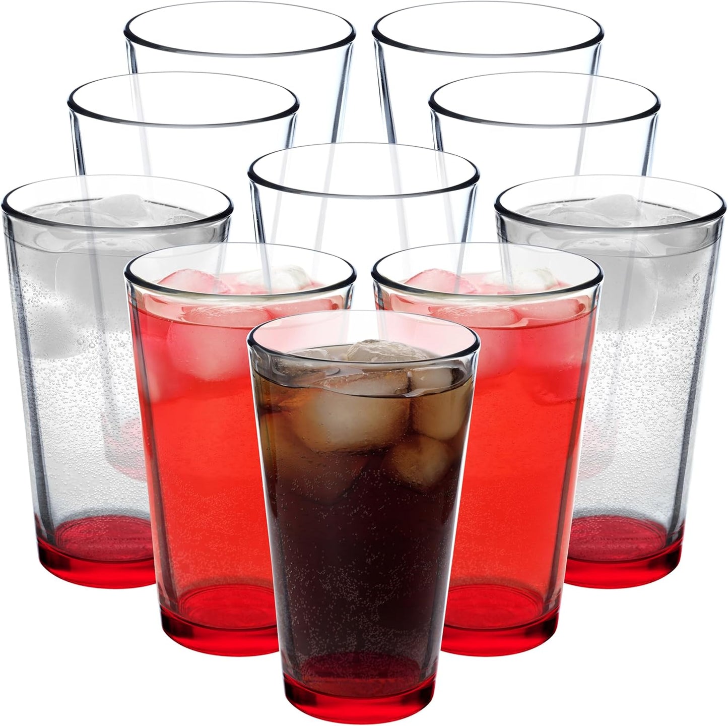 16 oz Beer Pint Glasses Set of 10 - Heavy Duty Glassware