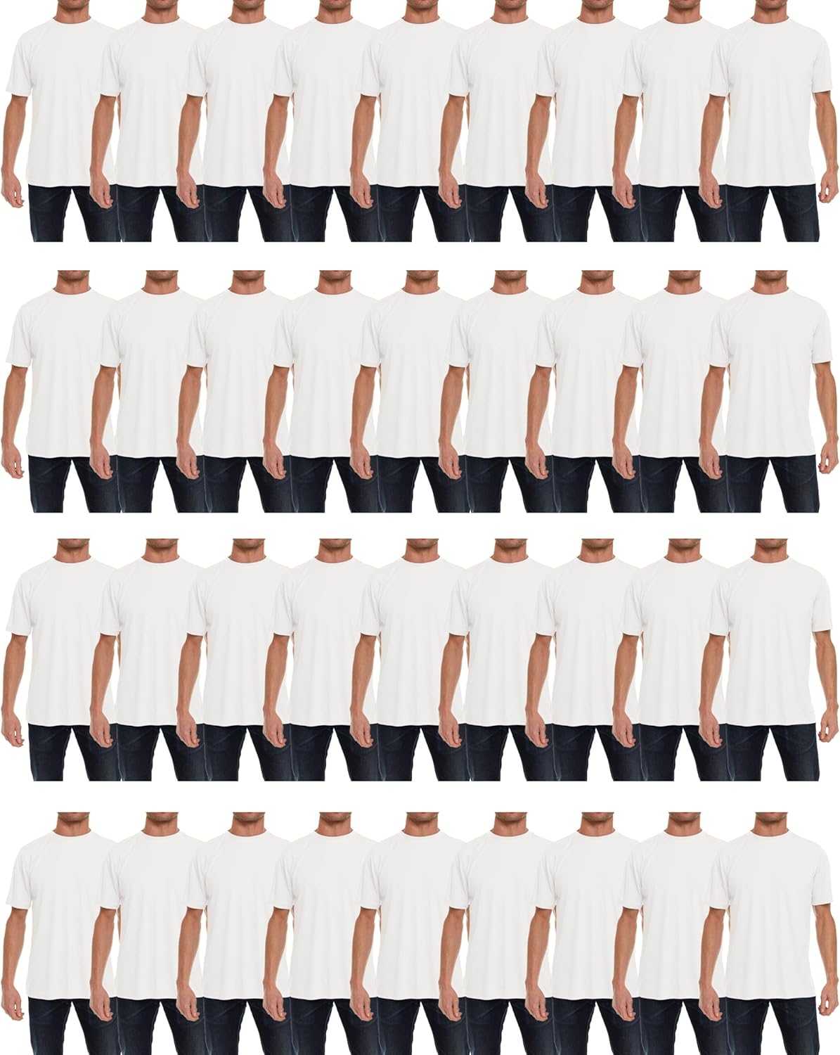 Men's Cotton Crew Neck T-Shirts in Bulk - 36 Pack of Tees
