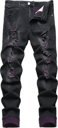 DANT BULUN Men's Ripped Slim Fit Straight Leg Denim Jeans pockets