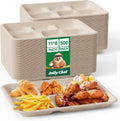 Compostable 5 Compartment Paper Plates 11 x 8 in 500 Pack - Heavy Duty