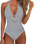 Women Halter Ruffle One Piece Swimsuit - Tummy Control Fit