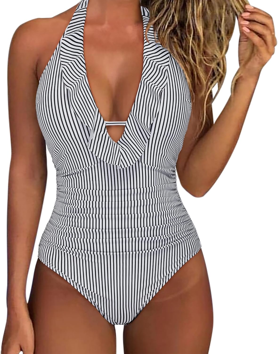 SUUKSESS Women Sexy Halter One Piece Swimsuits for Summer Fun