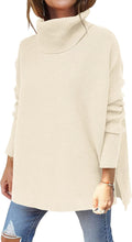 Oversized Turtleneck Batwing Sleeve Tunic Sweater - Cozy