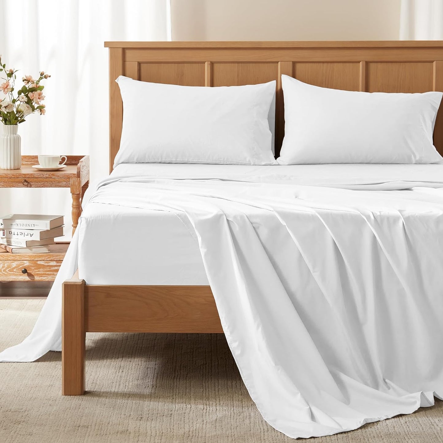 Cooling Bed Sheets King Set - Soft Moisture Wicking Fabric for Comfort