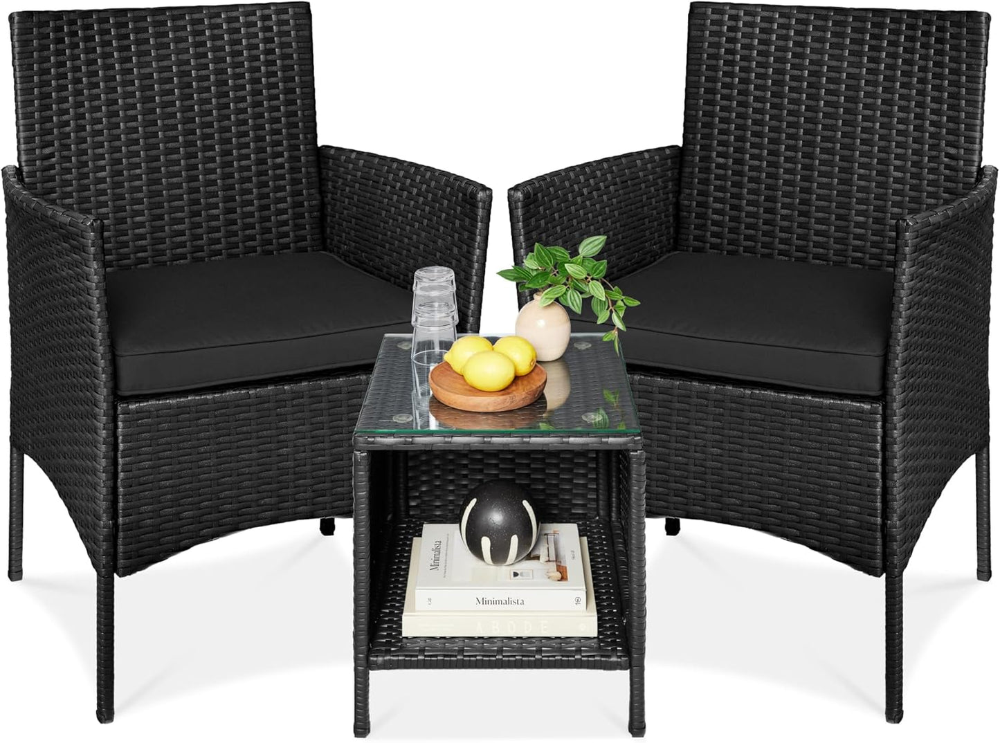 Best Choice Products 3-Piece Outdoor Wicker Bistro Set for Patio