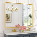 Gold Bathroom Mirror 48 x 40 Rectangle Wall Vanity Mirror - Brushed