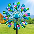 60in Wind Spinner with Color Glass Ball Solar Lights - Garden Accent