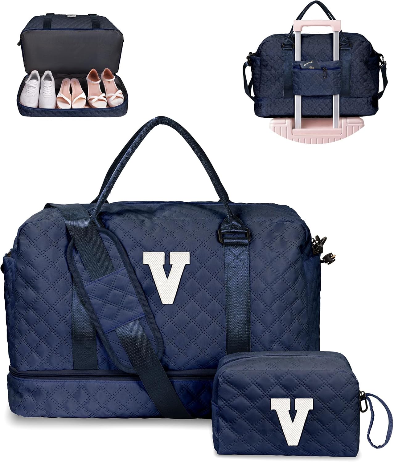 Personalized Duffle Bag with Shoe Compartment for Girls Ages 5-16
