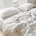 100% Linen Duvet Cover Set Queen - Cinnamon Pinstripe, Breathable