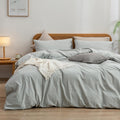 Duvet Cover Set Queen Northern Droplet Grey - Washed Cotton Linen Feel