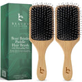 Boar Bristle Paddle Brush - Smooth, Detangle & Add Shine