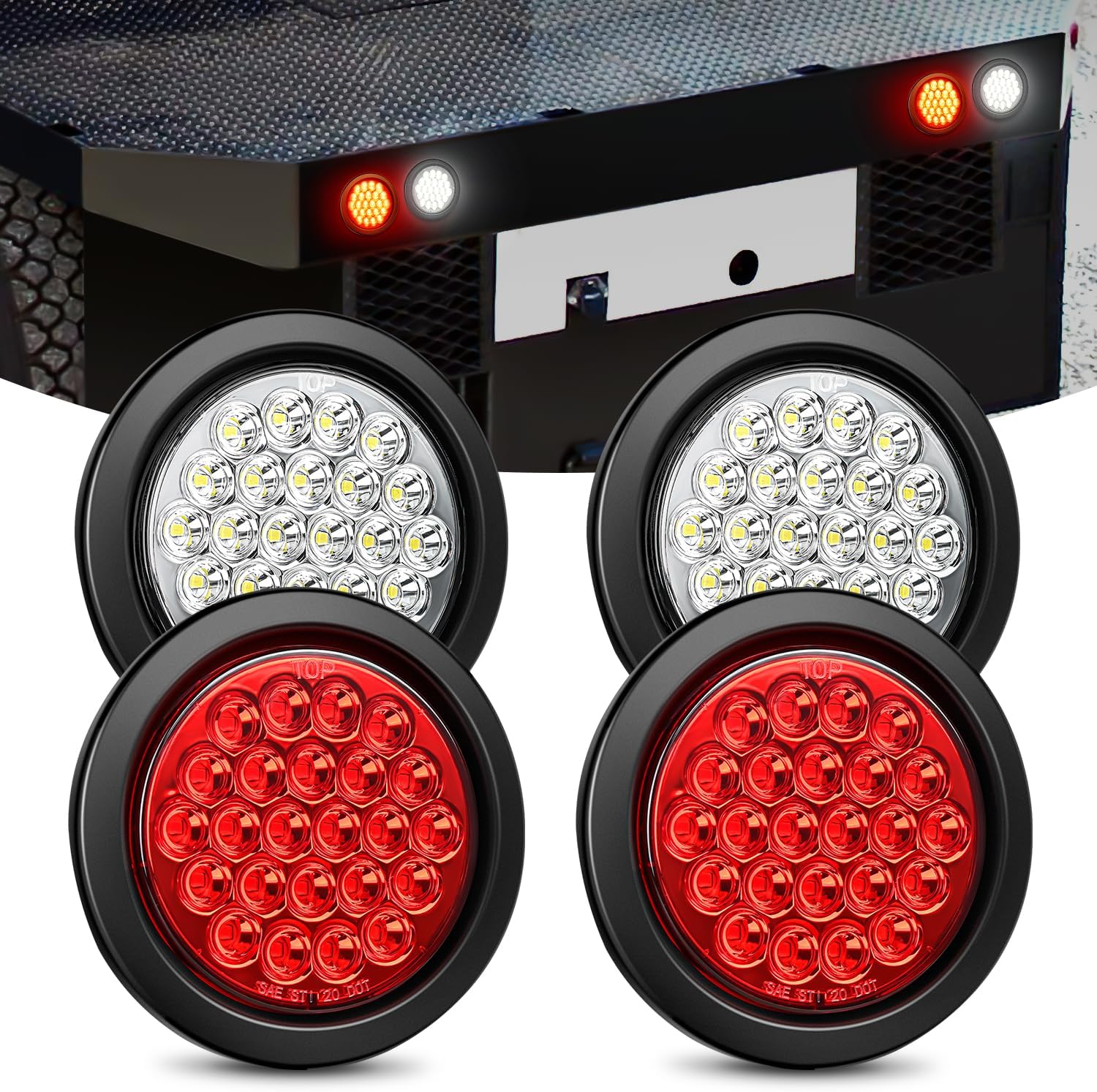 Nilight 4Inch Round Trailer Tail Light Set for Trucks and RVs
