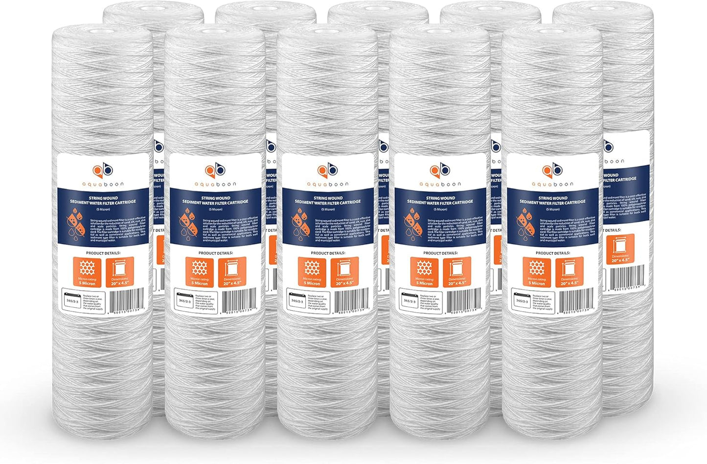 Aquaboon 5 Micron Whole House Water Filter for Well Water