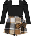 Toddler Girl Square Neck Puff Sleeve Top and Skort Set - Cute Fall