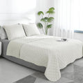 King Size Reversible Quilt Set in Ivory - Lightweight Water Resistant