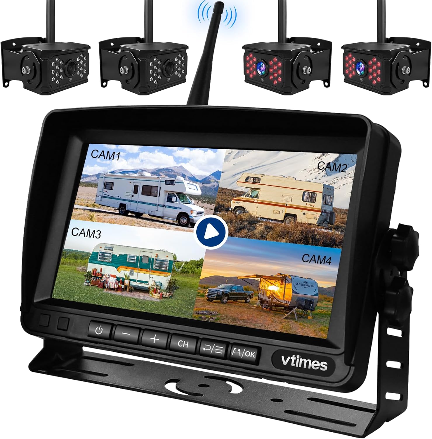 4-Camera Wireless RV Backup System for Safe Driving Adventures