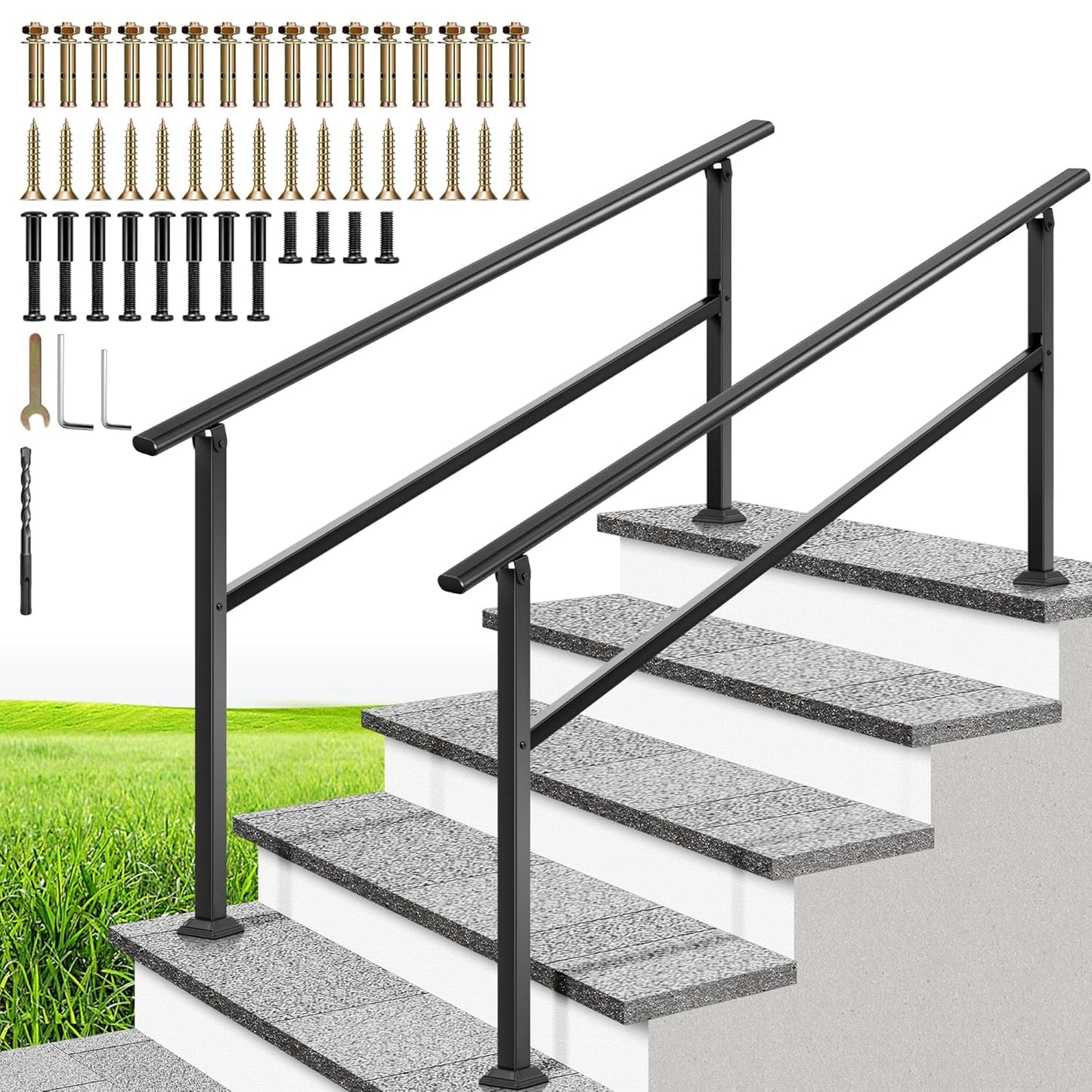 VIVOHOME 2-Pack 5 Step Hand Rails for Safe Outdoor Steps