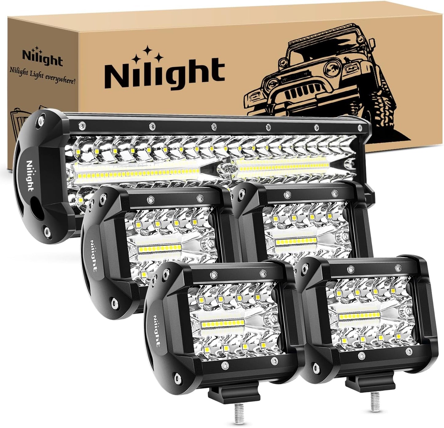 Nilight LED Light Bar 12 Inch 300W for Off Road Vehicles