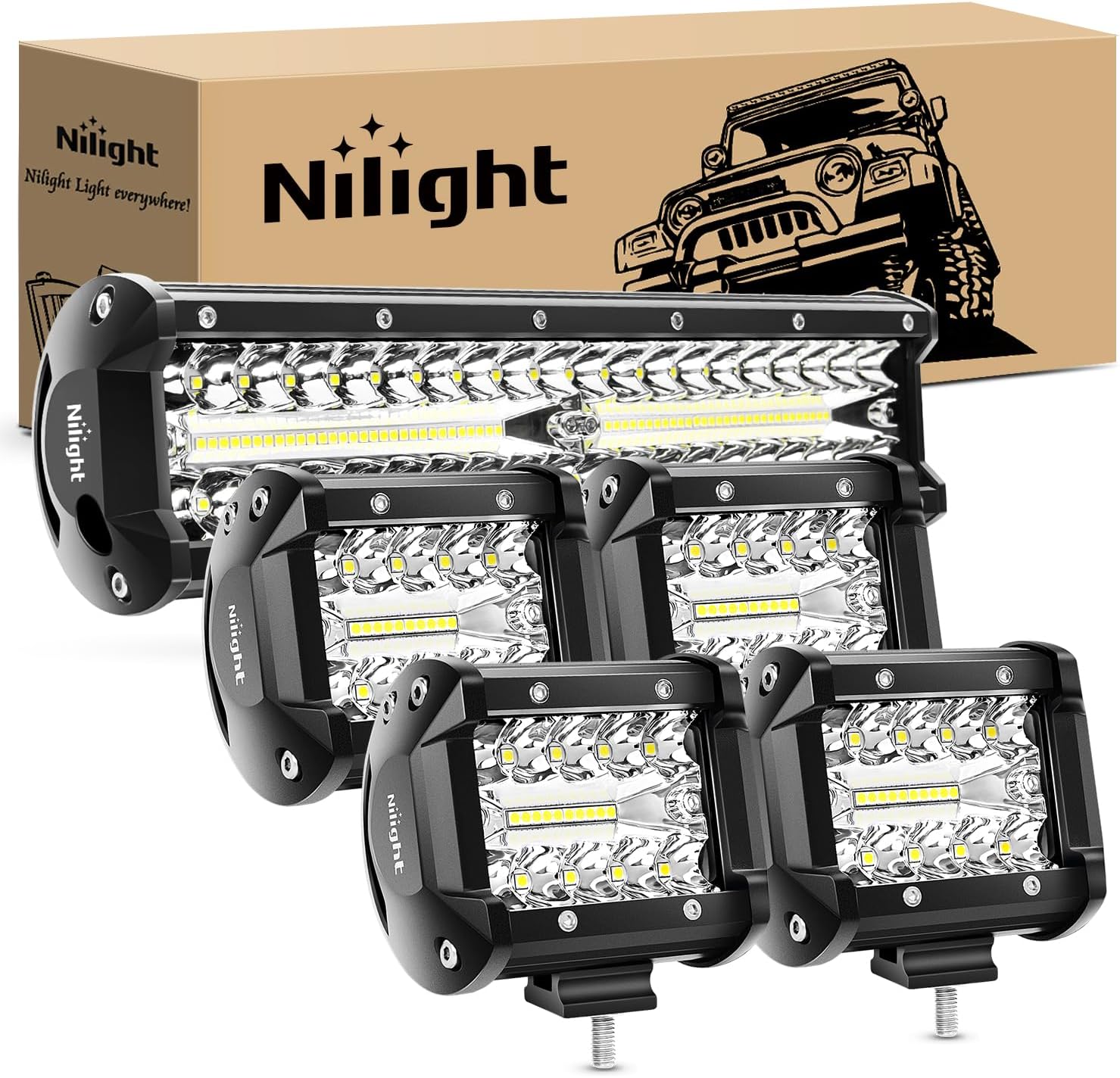Nilight LED Light Bar 12 Inch 300W for Off Road Vehicles