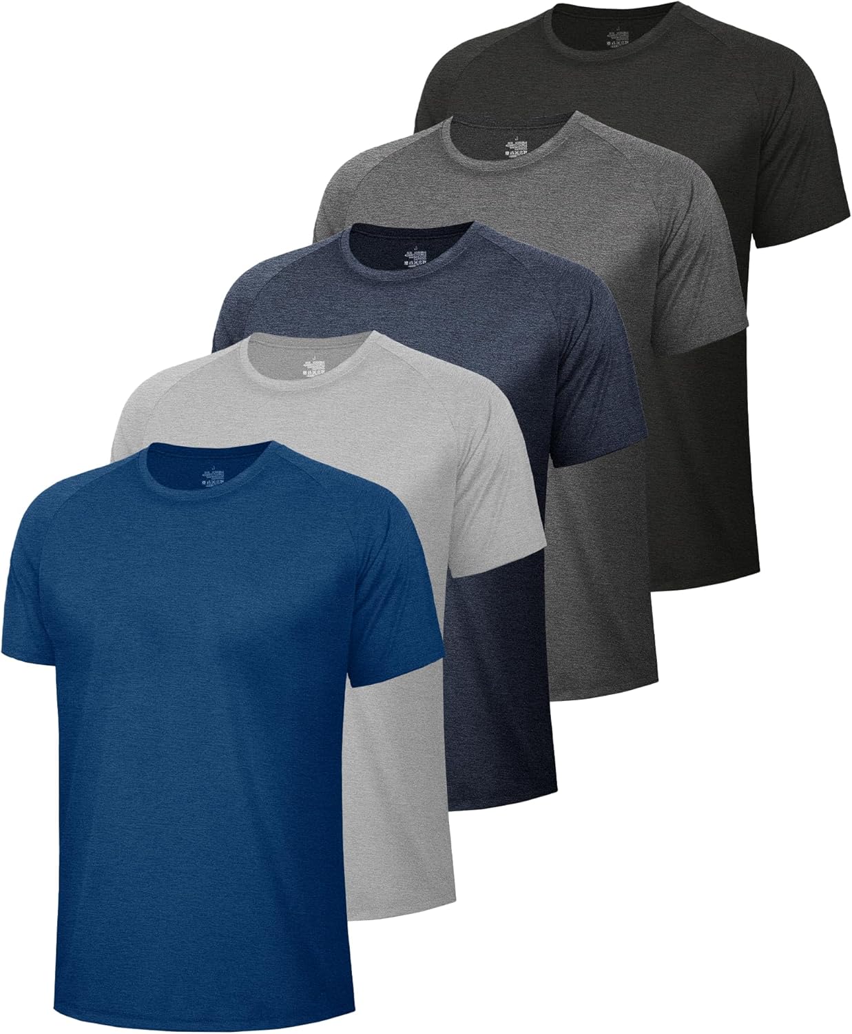 5 Pack Workout Shirts for Men - Quick Dry Athletic T-Shirts