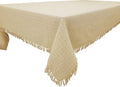 Table Cloth Natural Ivory Woven Fringed 60x102 in - Classic Cotton
