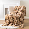 Luxury Ruched Faux Fur Throw Blanket Leopard Print - Cozy Large