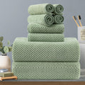 8-Piece Green Bath Towels Set - Oversized 600 GSM Luxury Towels