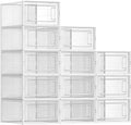 Shoe Boxes Pack of 12 - Clear Stackable Shoe Storage Organizers