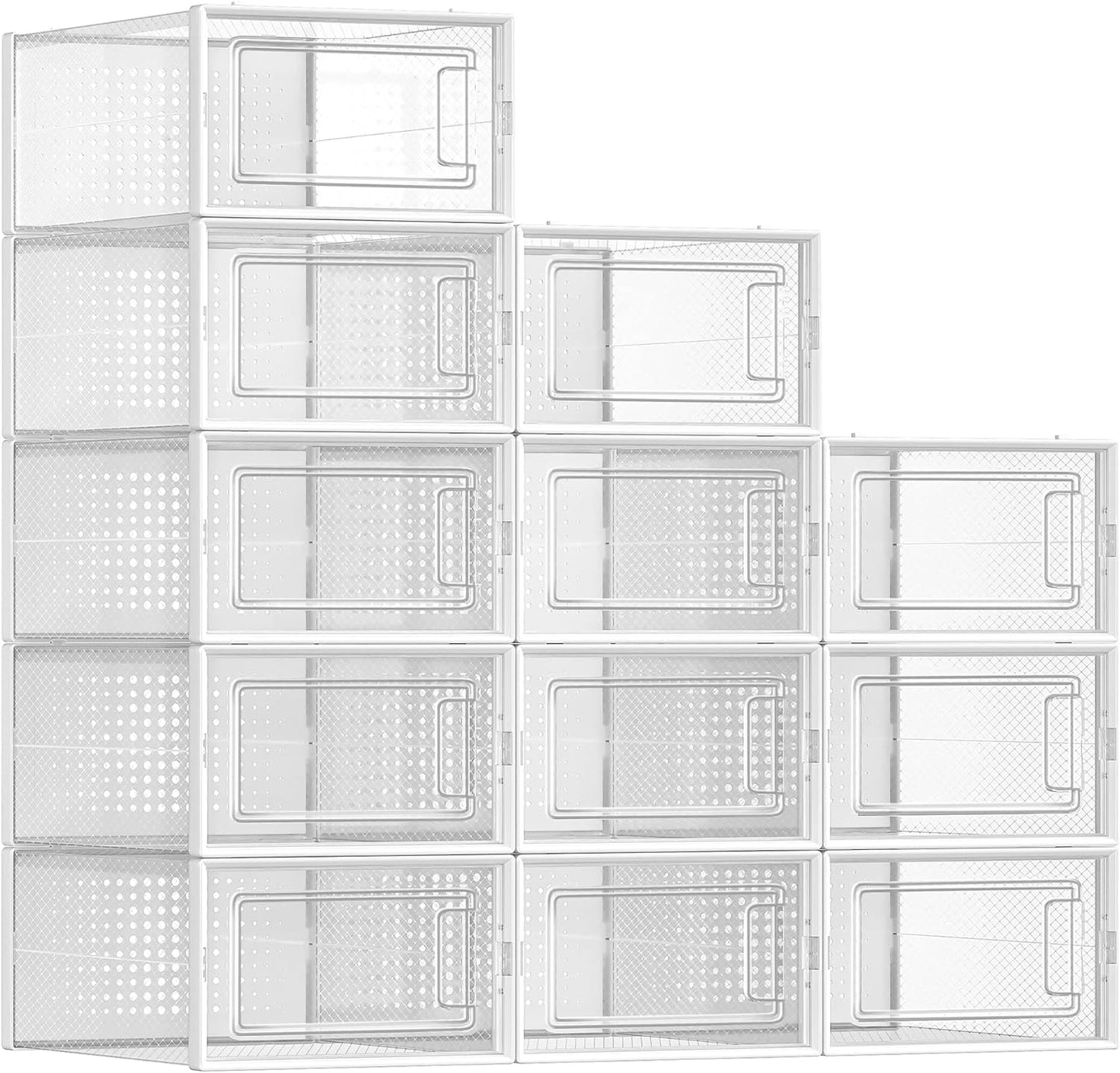SONGMICS Shoe Boxes - Pack of 12 Stackable Organizers for Shoes