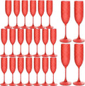 Dark Red Plastic Champagne Flutes 24PCS - Vintage Diamond Toasting