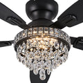 Crystal Ceiling Fan Fandelier with Lights 50in Low Profile - Elegant