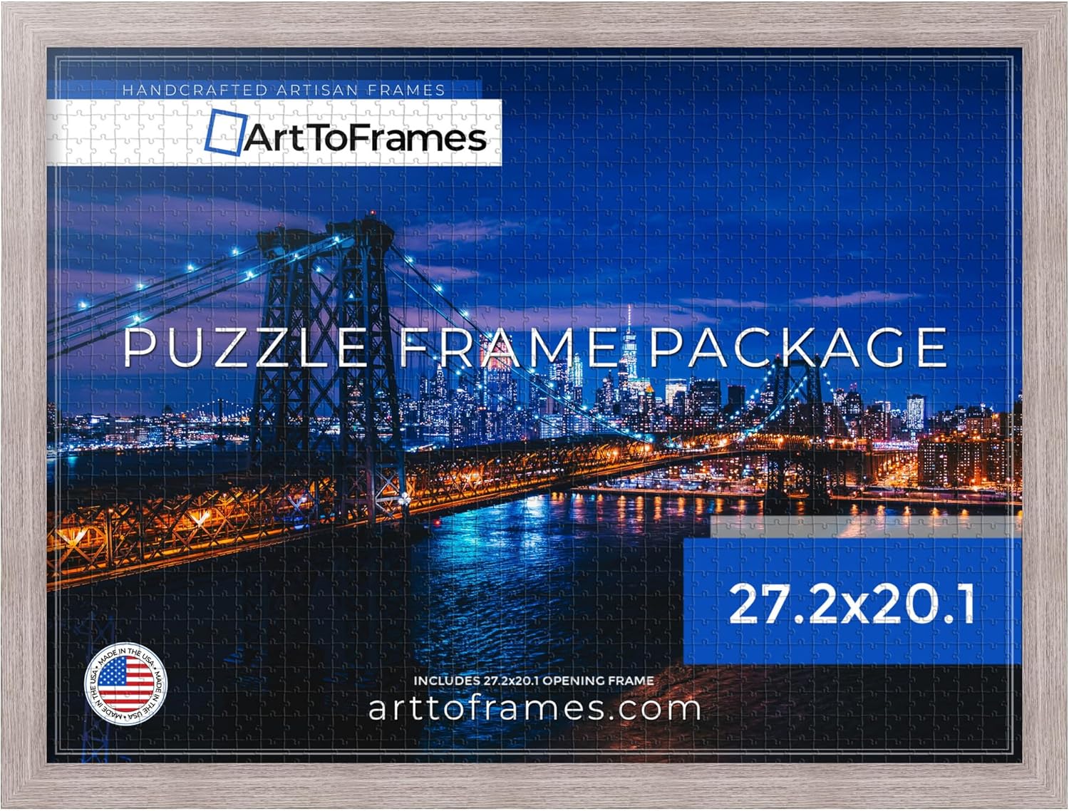 27.2x20.1 Inch Brown Frame for 631 Piece Puzzles - Gray Oak