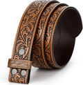 Western Leather Belt Strap for Men Women Cowboy Cowgirl - Snap On