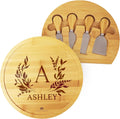 Personalized Round Cheese Board - Custom Engraved Bamboo Gift