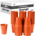 Party Solids Orange Disposable Cups 600 Pack 12 Oz - Durable BPA Free
