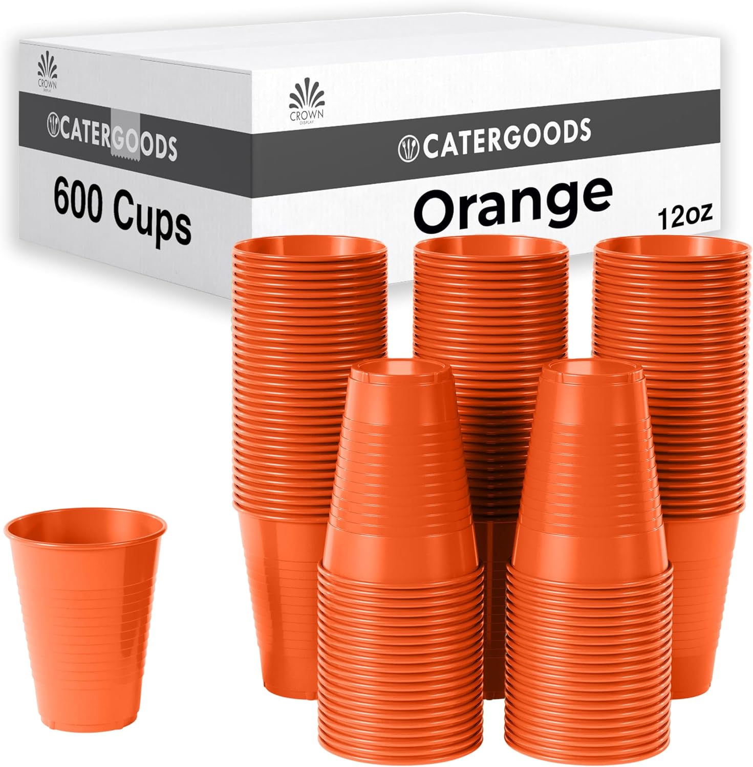 Party Solids Orange Disposable Cups - 600 Pack 12 Oz Durable