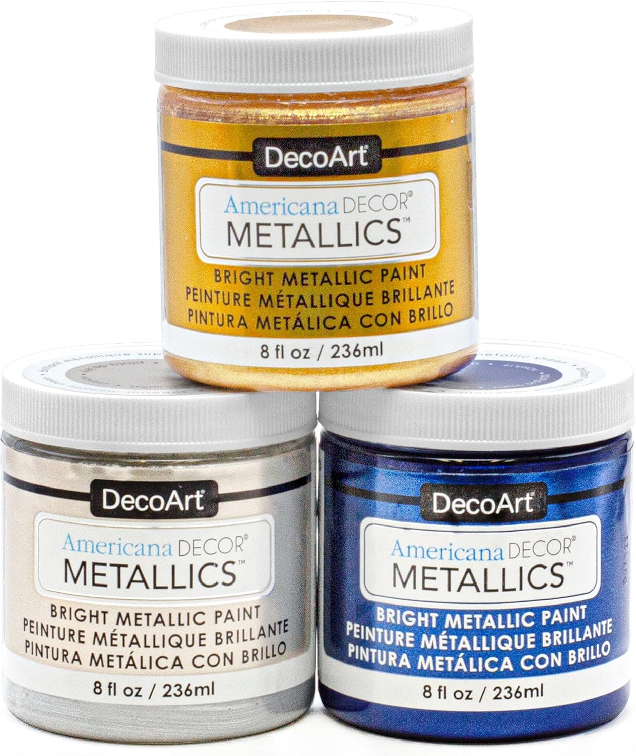 DecoArt Metallics 3 Color Combo Set - 24K Gold, Silver, Sapphire