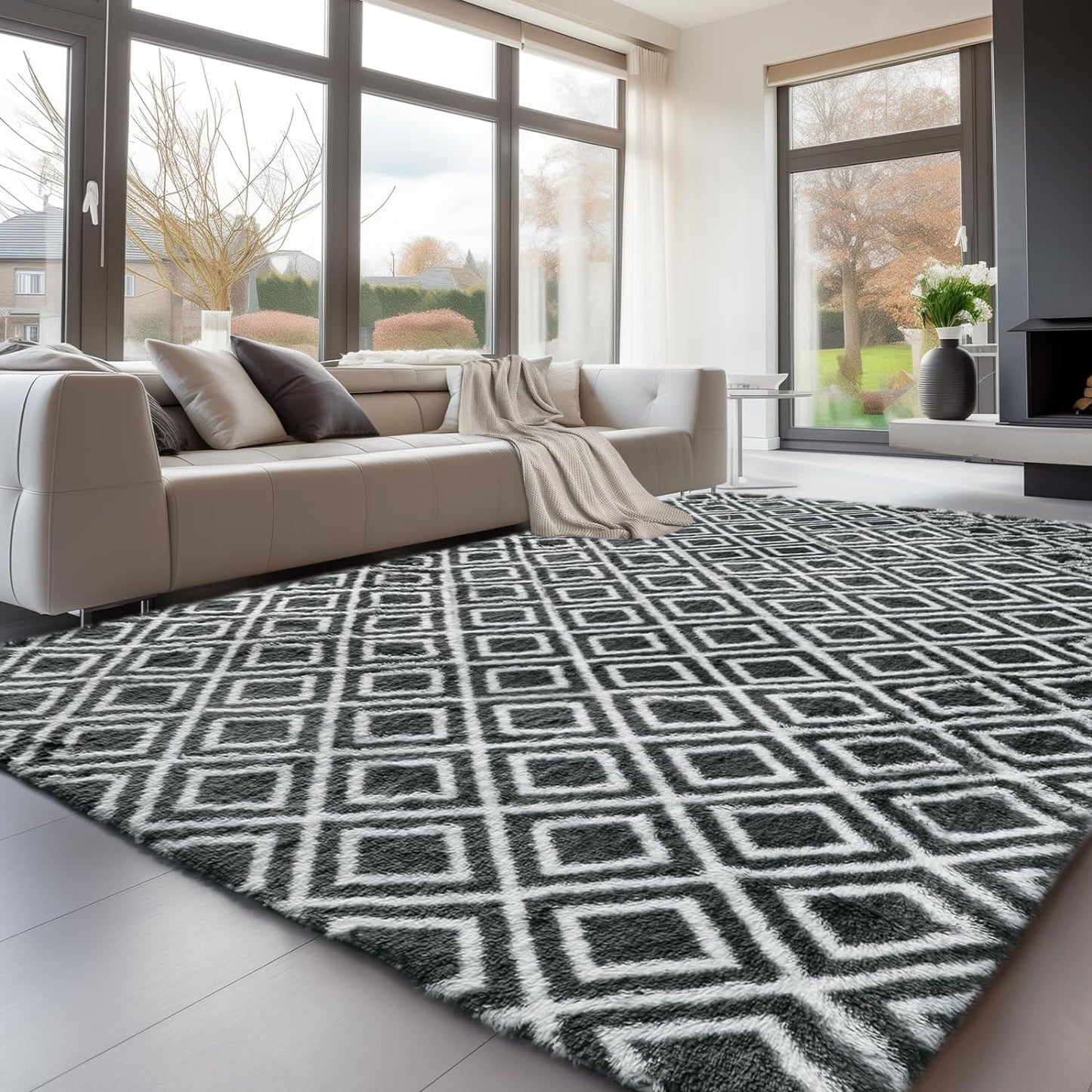 Sour Lemon Fluffy Area Rugs for Bedroom and Living Room Decor