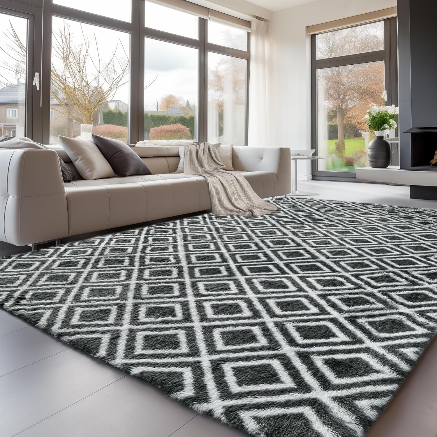 Sour Lemon Fluffy Area Rugs for Bedroom and Living Room Decor