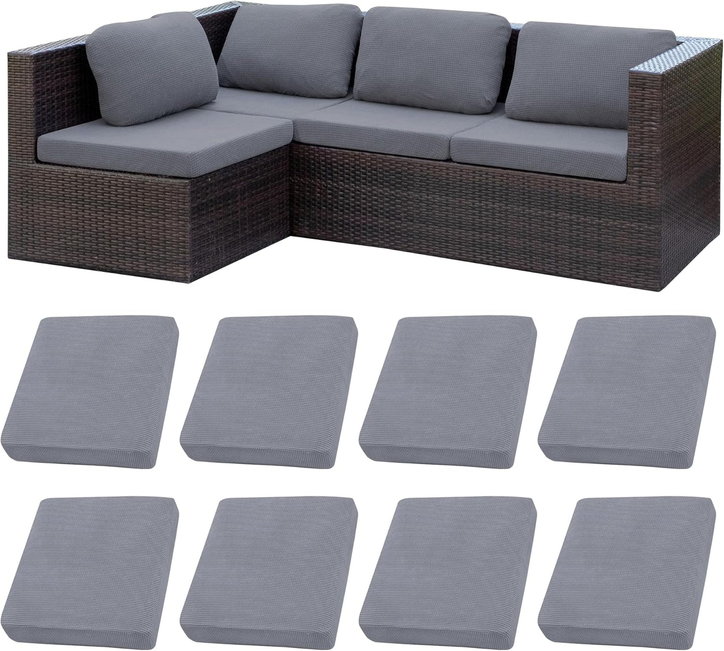 8Pcs Stretch Patio Cushion Covers for Outdoor Furniture Protection