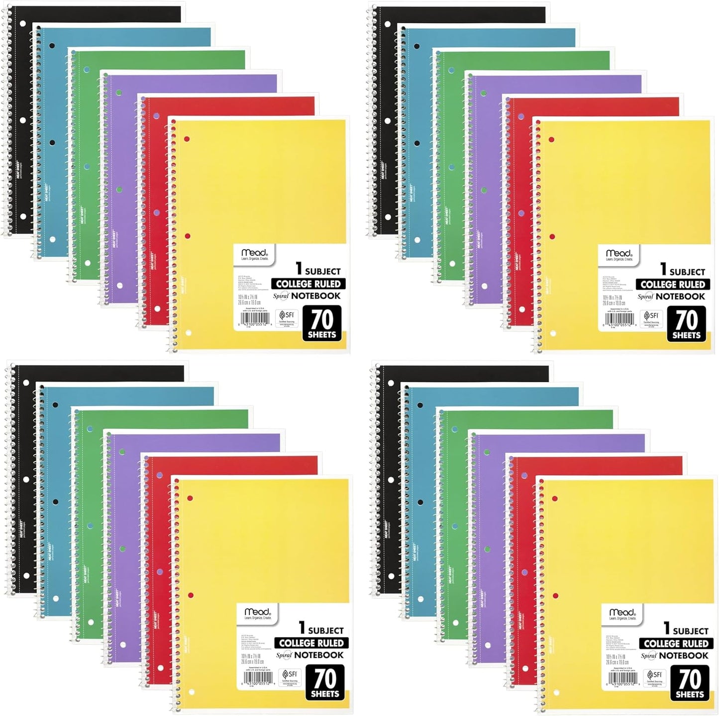 Mead Spiral Notebooks 24 Pack for College Students and More