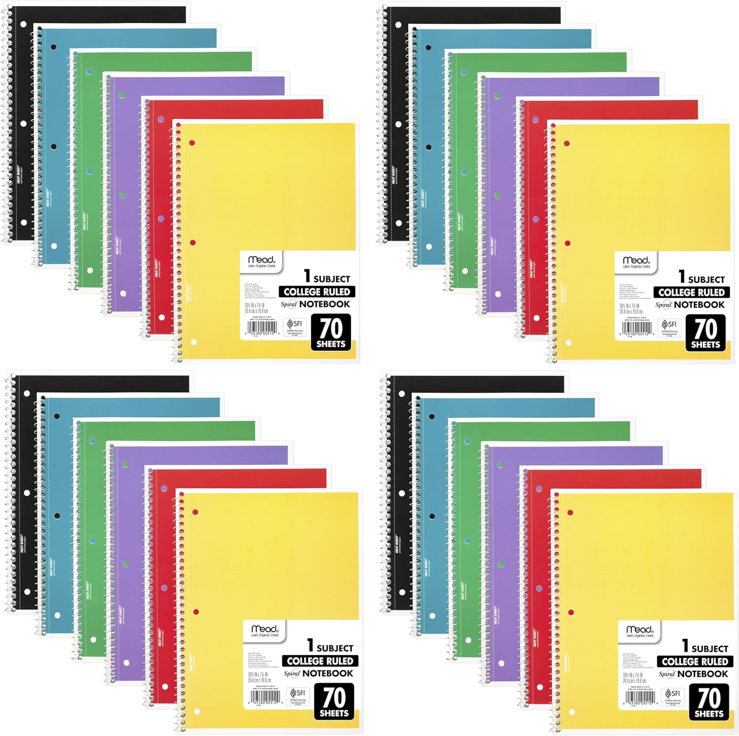 Mead Spiral Notebooks 24 Pack for College Students and More
