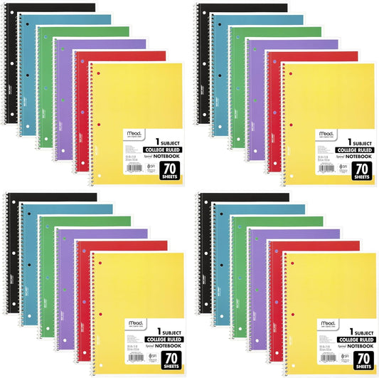 Mead Spiral Notebooks 24 Pack for College Students and More