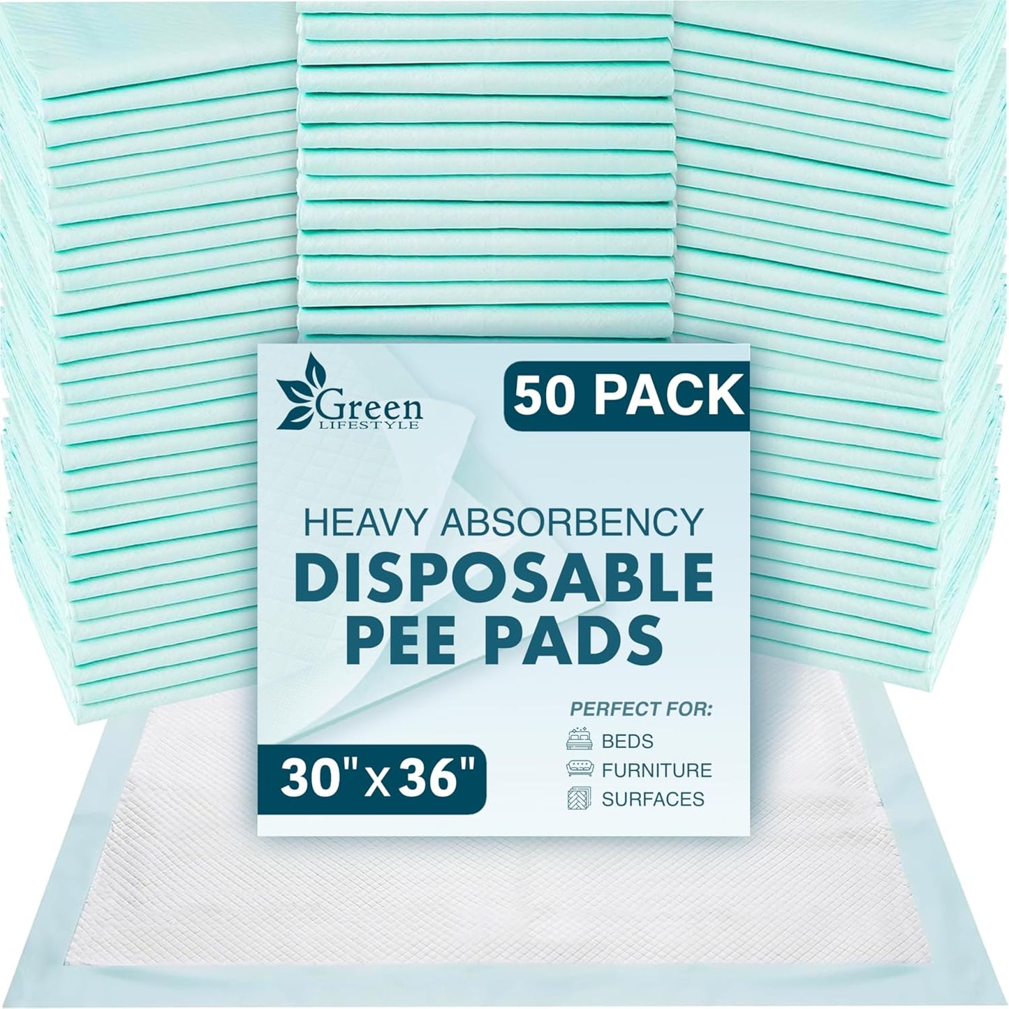 Highly Absorbent GREEN LIFESTYLE Underpads for Pets and Adults