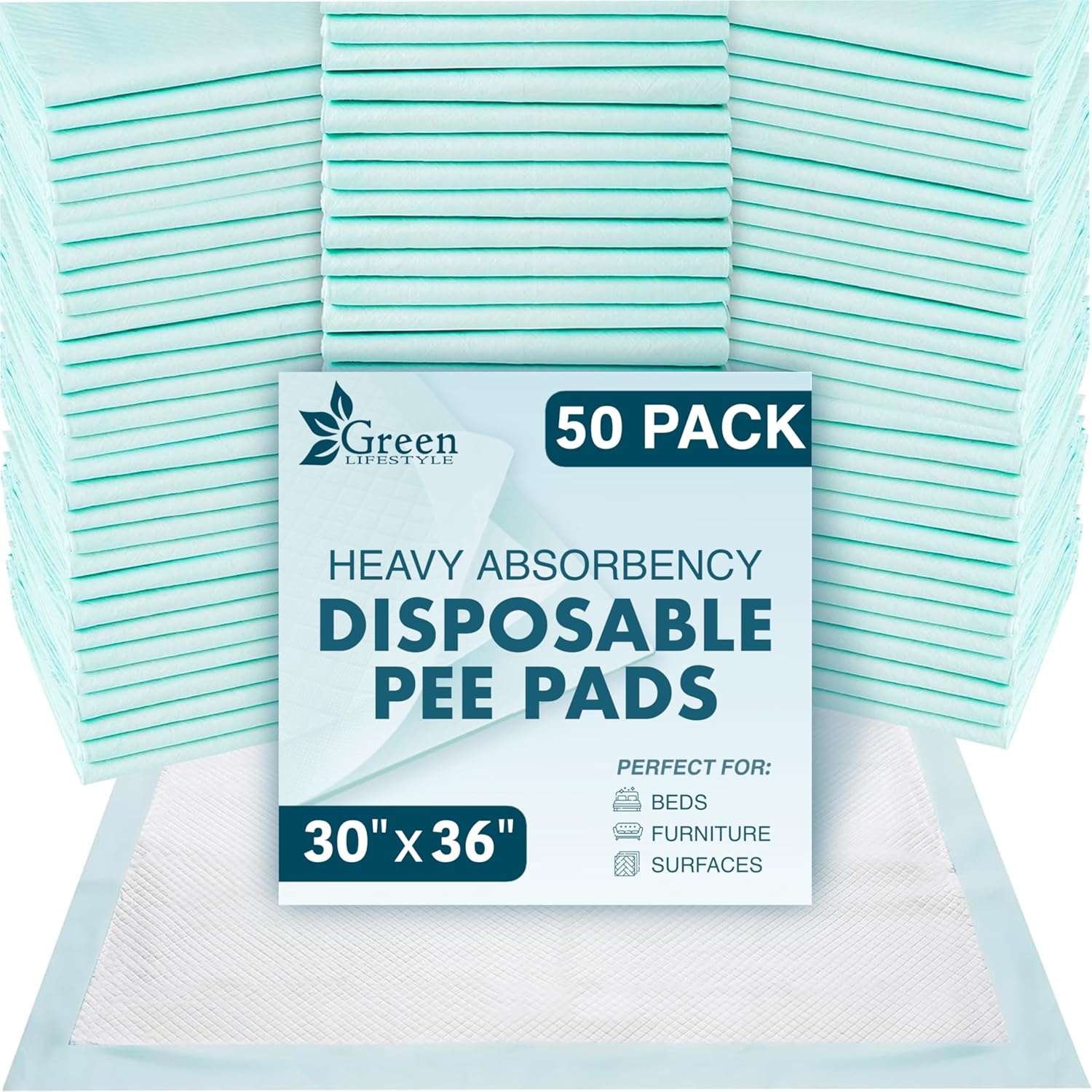 Highly Absorbent GREEN LIFESTYLE Underpads for Pets and Adults
