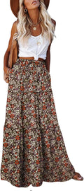 EARKOHA Womens High Waist Tie Paisley Maxi Skirt - Flowy (Style 1XVR)
